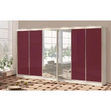 Sliding wardrobe 5.4 m "Colored glass" six-door with mirror